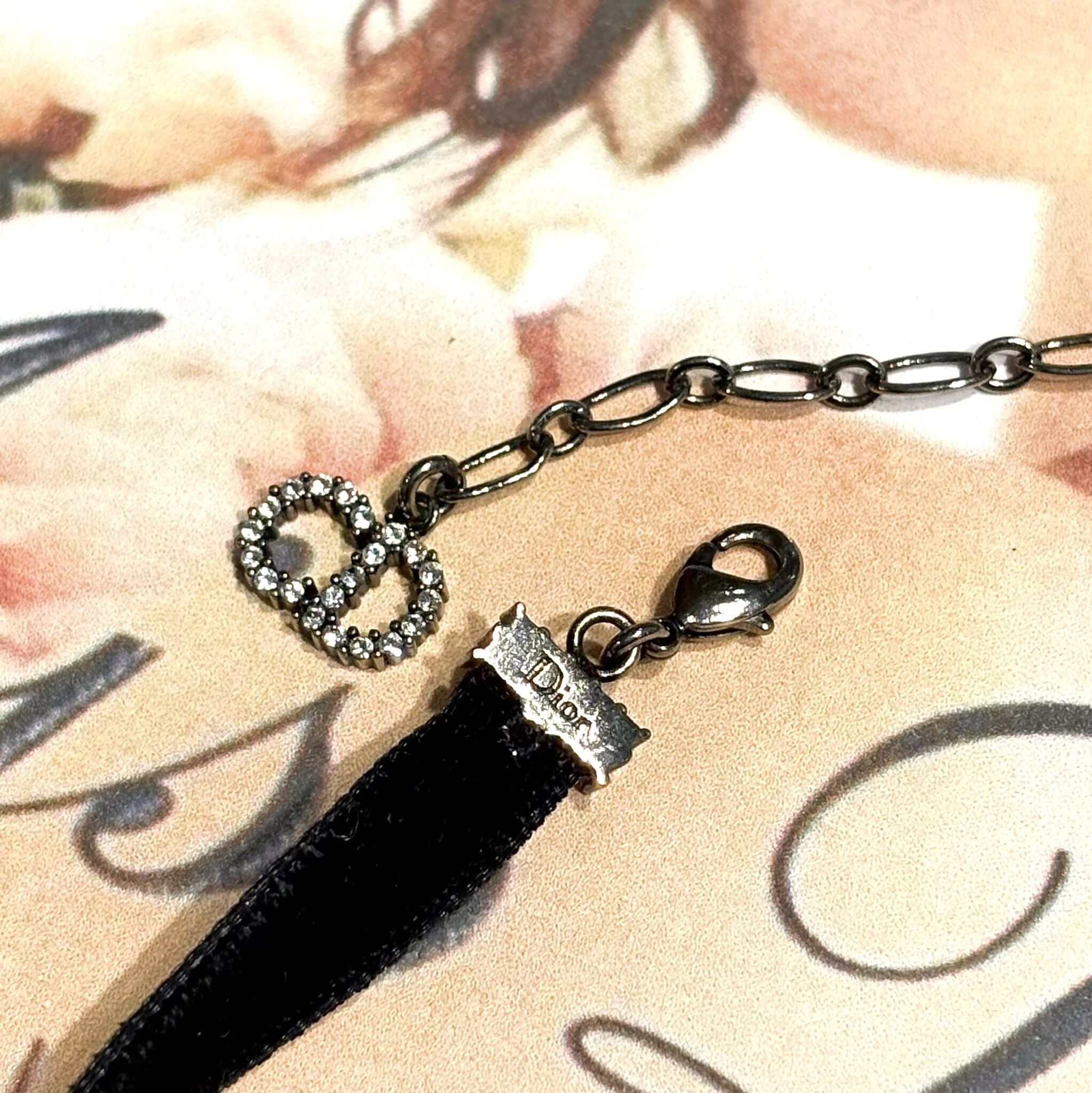 陳列品!!! 全新DIOR Metal Velour Rhine Stone Choker, 黑色絲絨水鑽頸箍 #BRAND NEW #香榭站正品