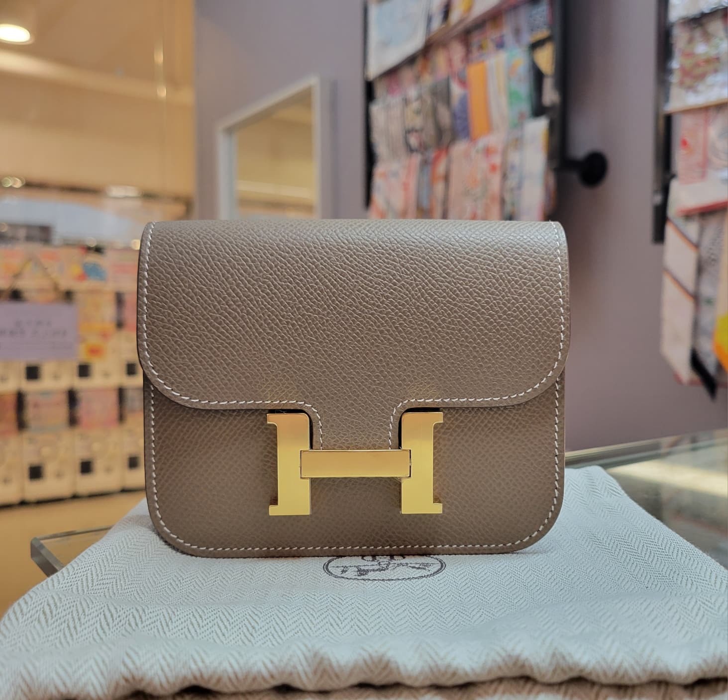 UNUSED HERMES Constance slim Etoupe CC 大象灰金扣