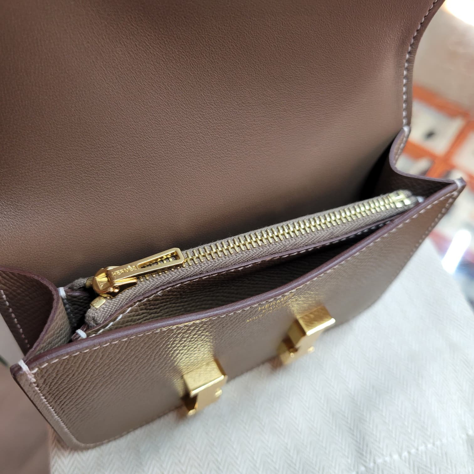 UNUSED HERMES Constance slim Etoupe CC 大象灰金扣