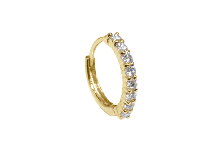 < Real Diamond > 14K Gold Hoop Earrings #614