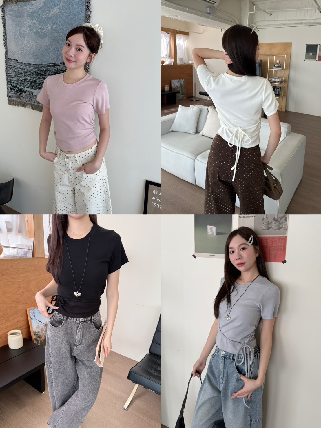 綁帶造型彈性tee*4色