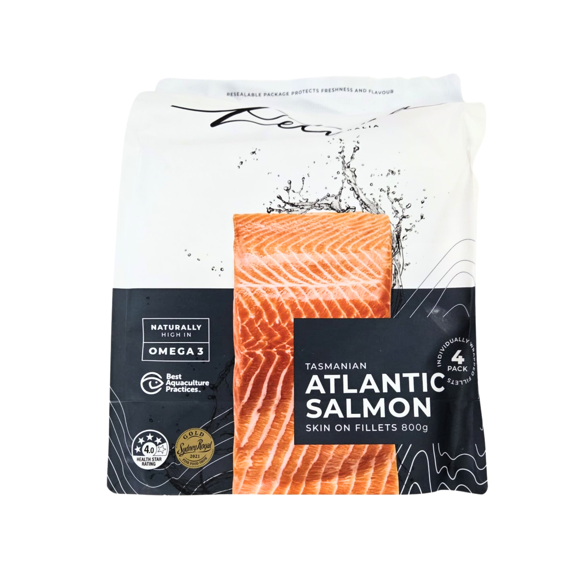 AU Tasmania Atlantic Salmon Retail Fillet Bag 4pc , 800g /pack (-18°C)