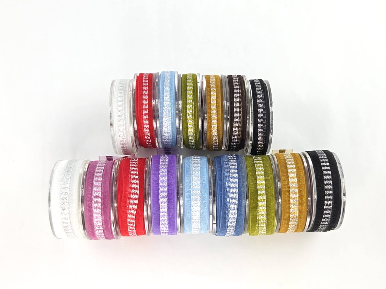 Organza with silver metallic squares/15mm