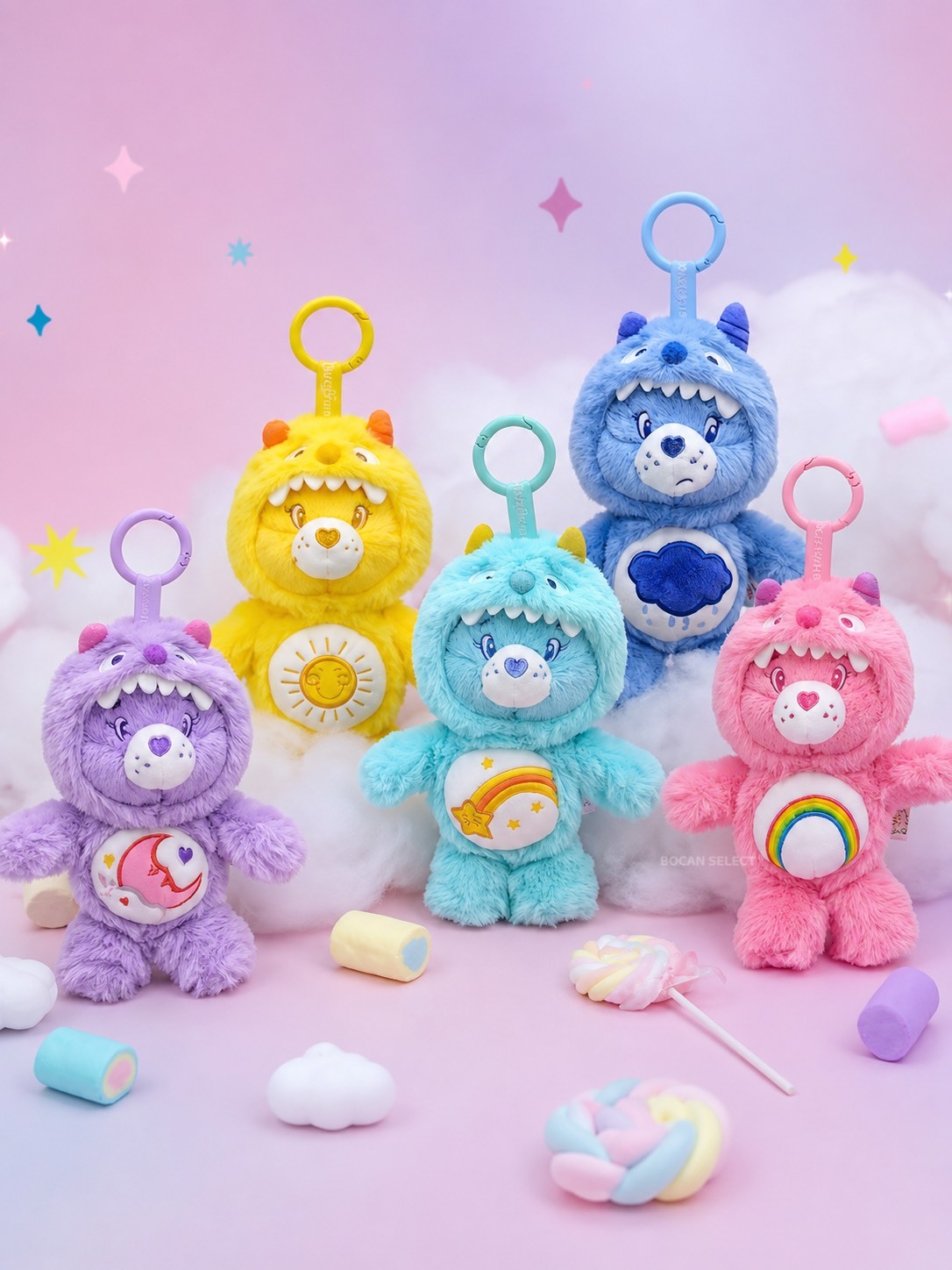 CARE BEARS 愛心小熊 怪獸系列 毛絨 掛件 五色