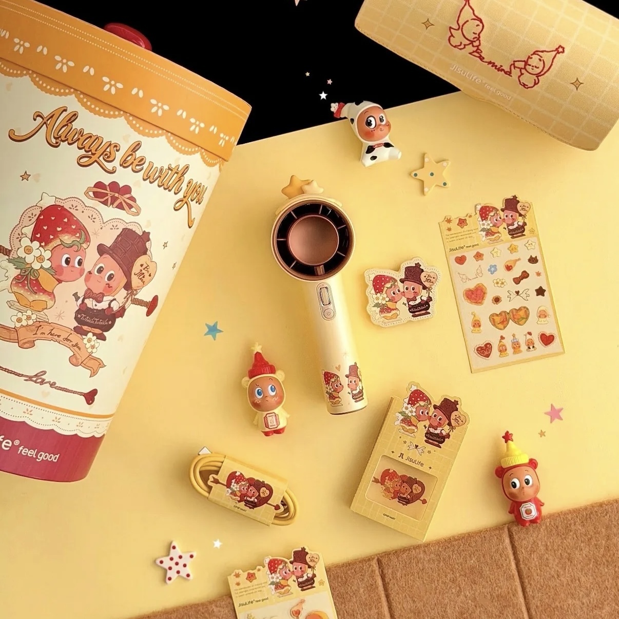 JisuLife X TWINKLE TWINKLE 星星人禮盒 隨身風扇 側背包 貼紙 泡泡瑪特