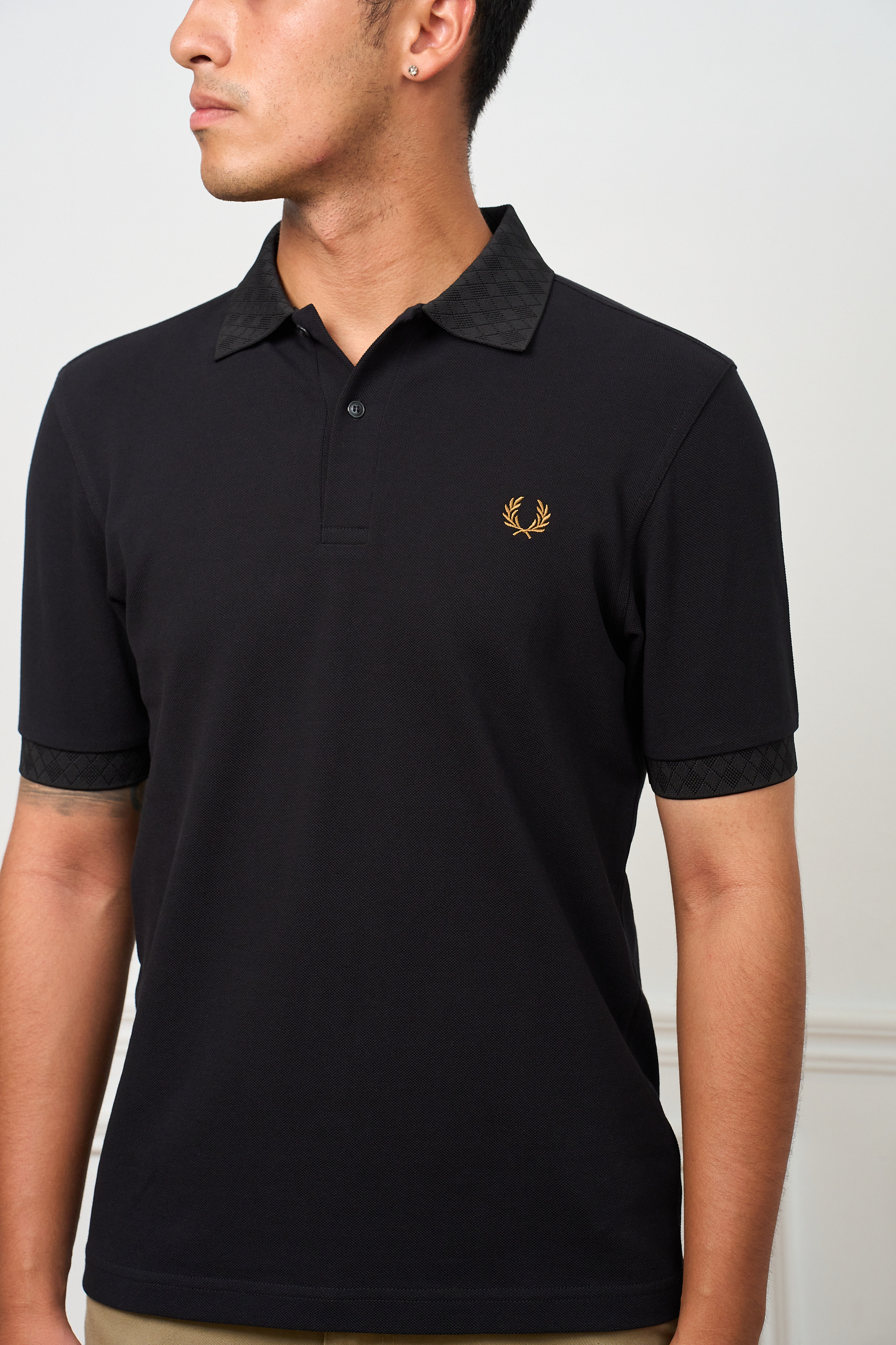 FRED PERRY 暗紋緹花工藝 Polo衫 JACQUARD TRIM POLO SHIRT【M3401】