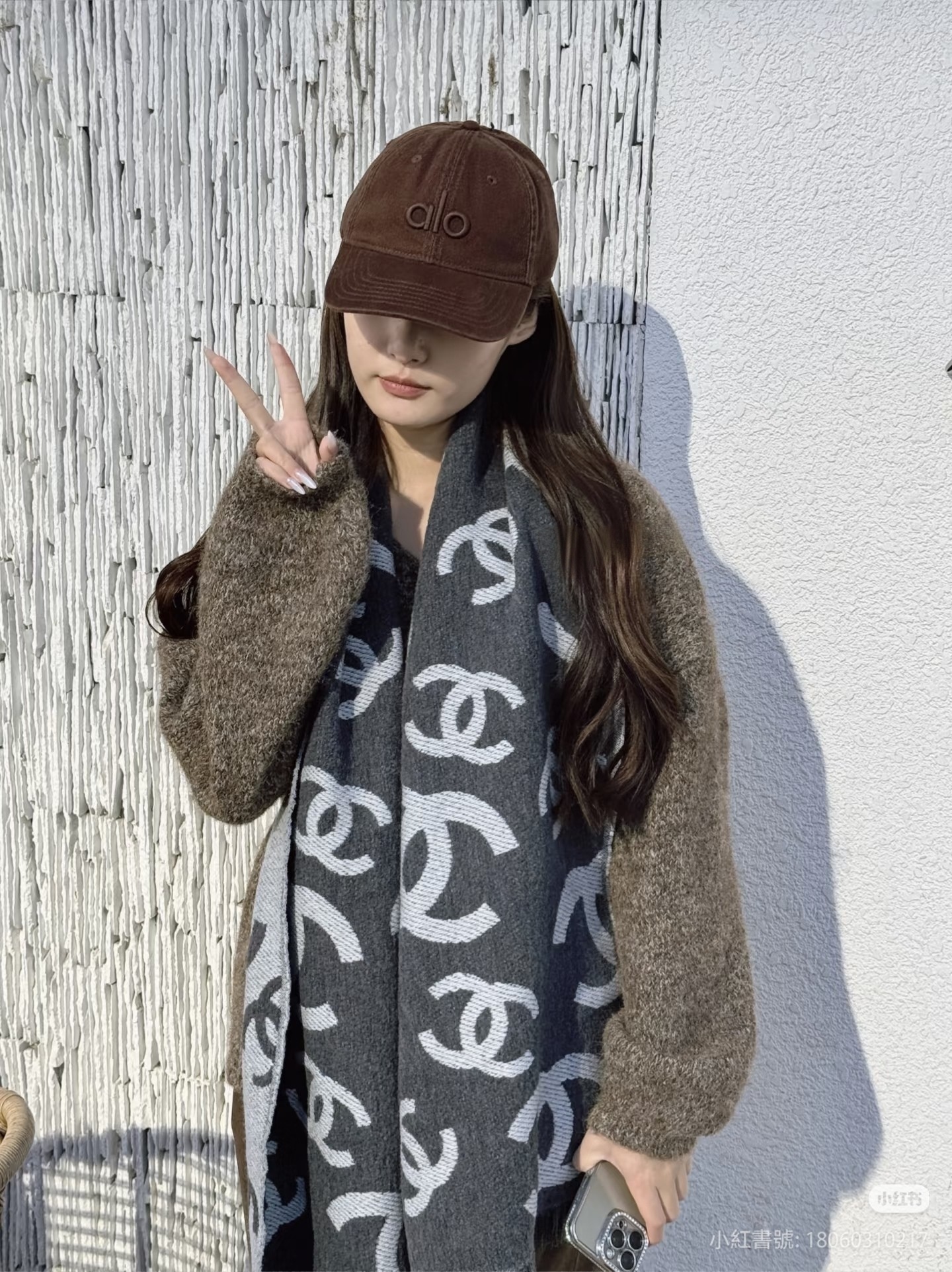 CHANEL AAB641 SCARF GREY 36X180CM 頸巾