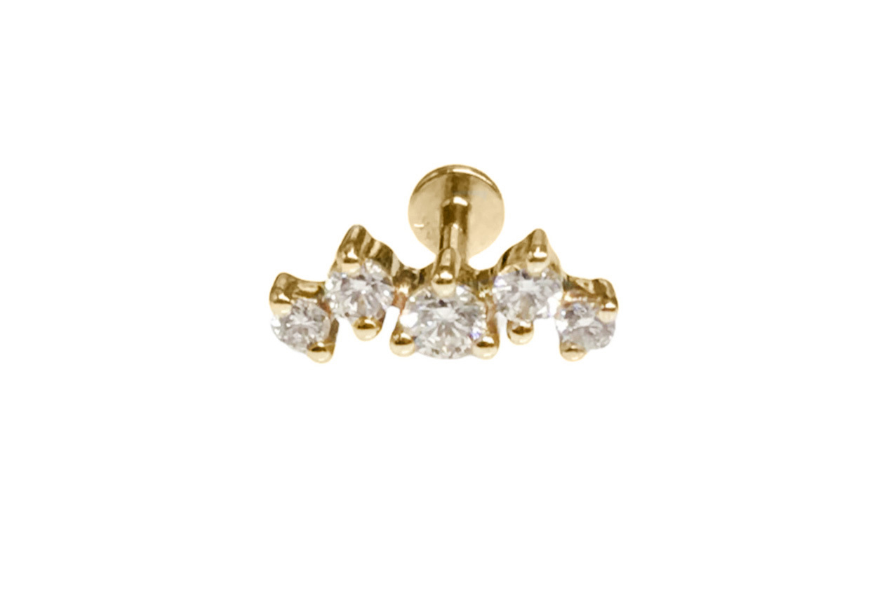 < Real Diamond > 14K Gold Labret Studs Earrings WB71