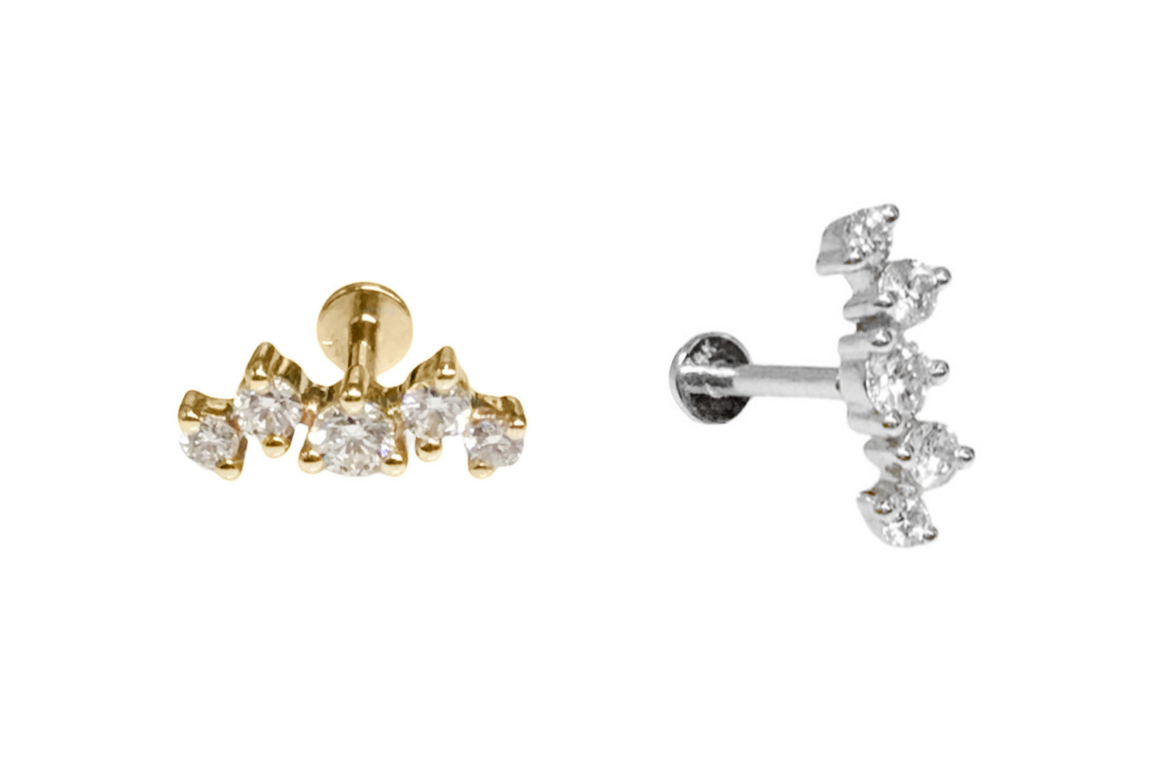 < Real Diamond > 14K Gold Labret Studs Earrings WB71