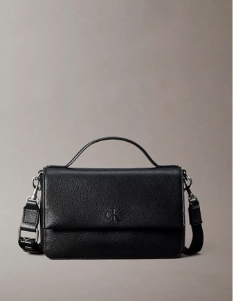 Calvin Klein CK 壓紋小字母 提把 翻蓋式 斜背包