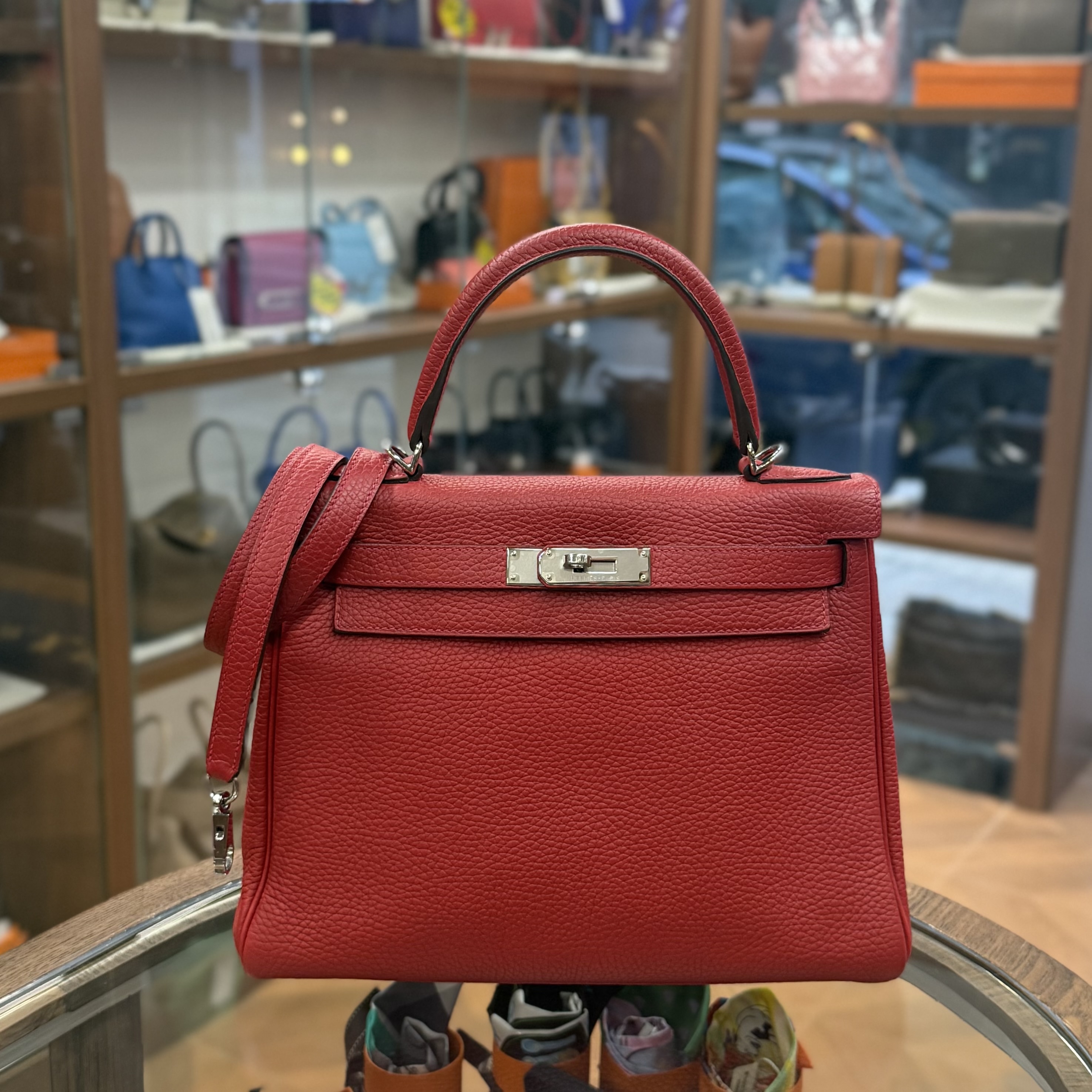 95NEW USED HERMES KELLY 28 ROUGE CASAQUE TOGO 紅色金扣 #K28 #愛馬仕凱莉 口 R
