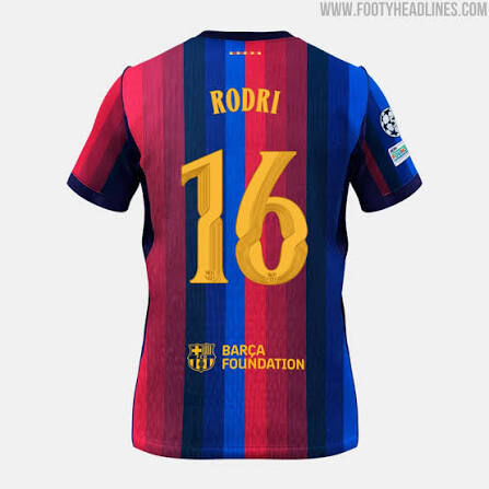 2026 Barcelona Home Shirt with 16 RODRI