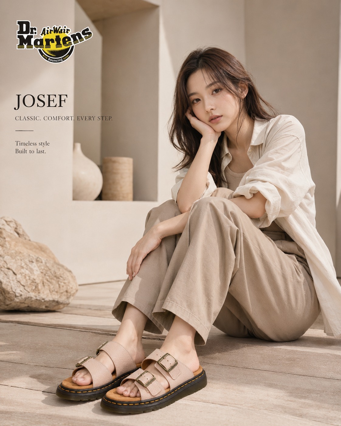 【預購】Dr. Martens Josef H081980 中性涼鞋 （Powder Pink）