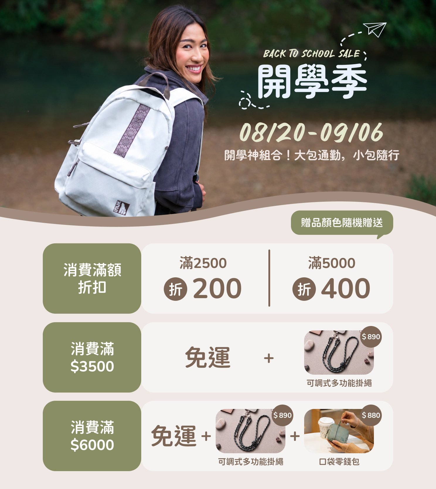 優惠折扣,滿額現折,滿額禮,滿額優惠,背包推薦,休閒背包,出國旅遊包