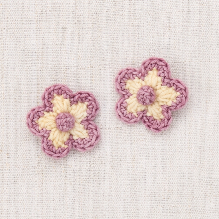 Misha & Puff 編織撞色小花髮夾 Medium Flower Clip Set - Shortbread