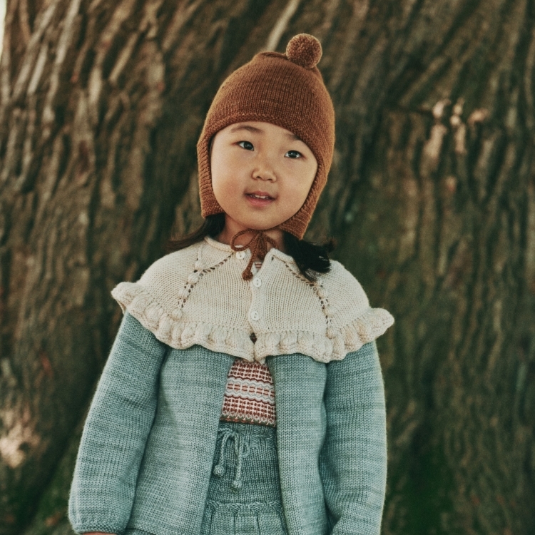Misha & Puff 毛球精靈綁帶帽 Pointy Peak Hat - Nutmeg