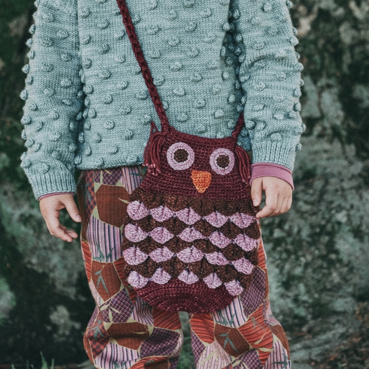 Misha & Puff 雙色貓頭鷹編織包 Owl Bag - Cambridge