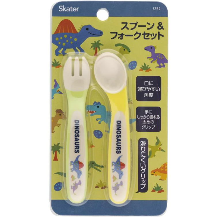 【Skater】Baby Spoon & Fork (Dinosaur Pattern)