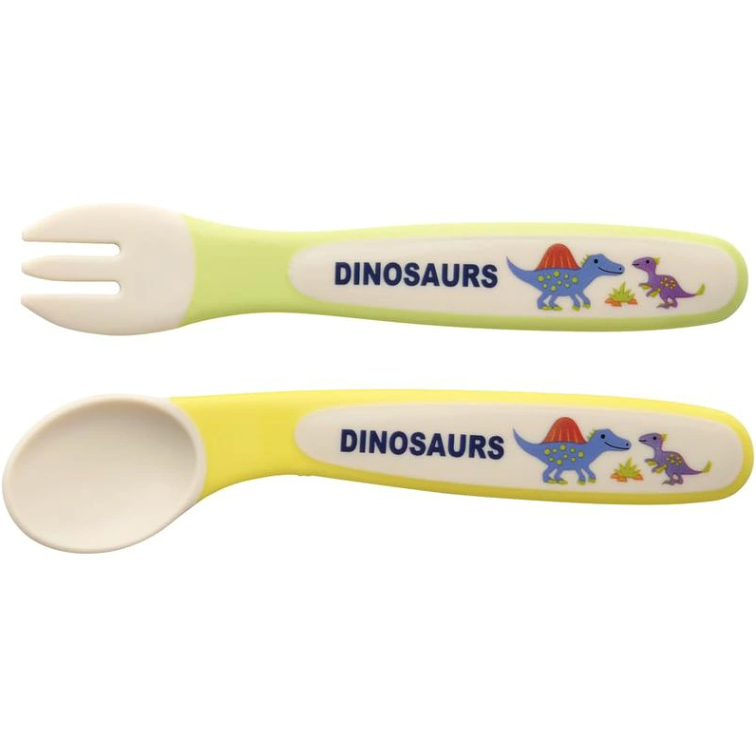 【Skater】Baby Spoon & Fork (Dinosaur Pattern)