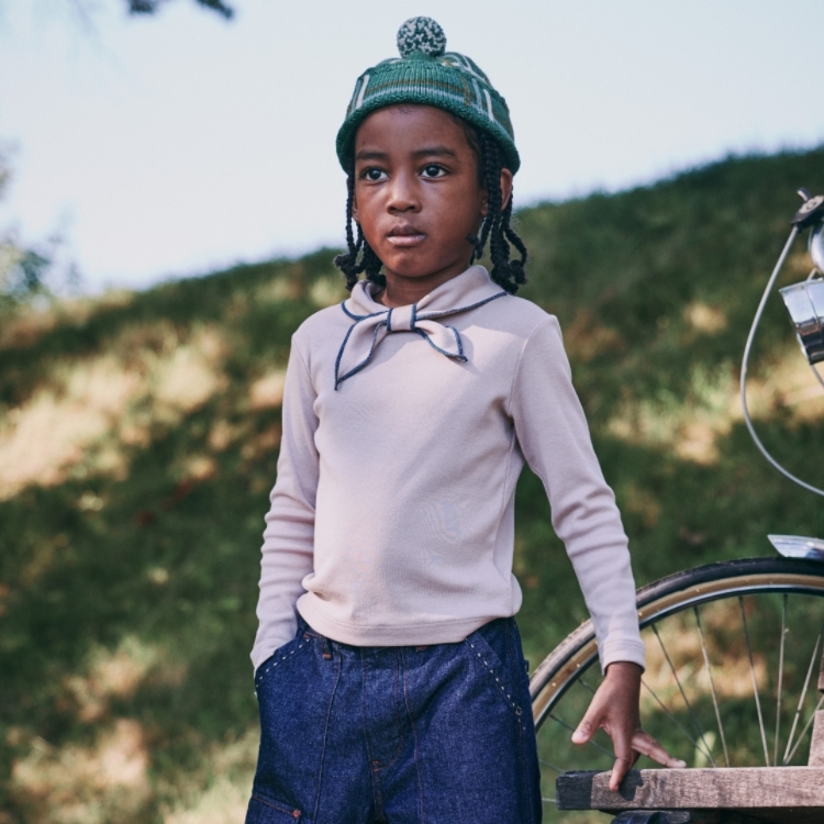 Misha & Puff 滾邊領結長袖上衣 Scout Top - Turtledove