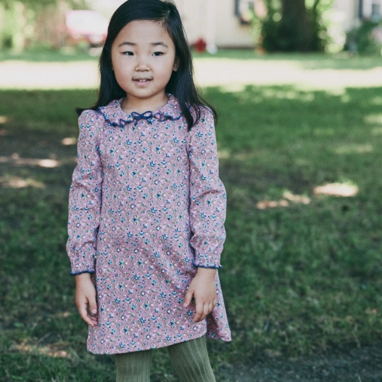 Misha & Puff 荷葉領雙口袋長袖洋裝 Pattie Dress - Antique Rose Millefleurs