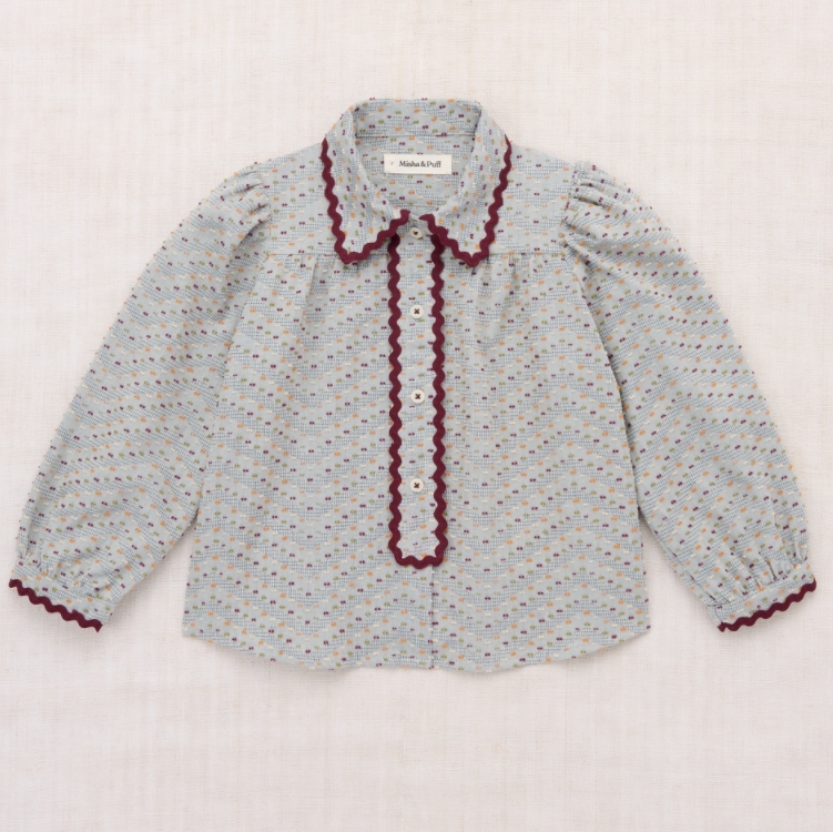 Misha & Puff 立體波點滾邊長袖襯衫 Bernadette Shirt - Marine Blue Celebration