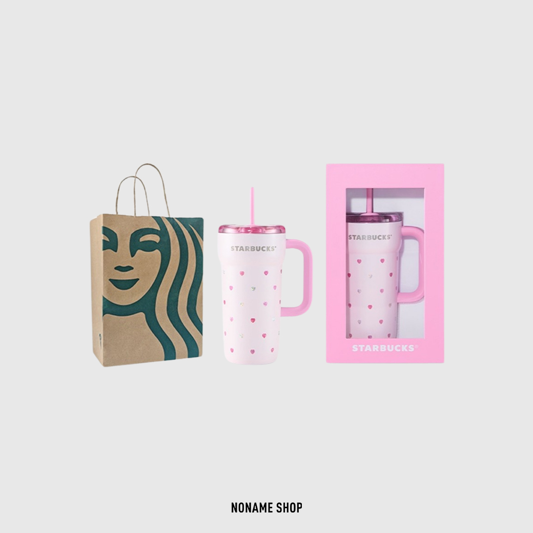 STARBUCKS 星動告白系列 愛心印花 不鏽鋼 吸管 冰壩杯 禮盒裝 670ML