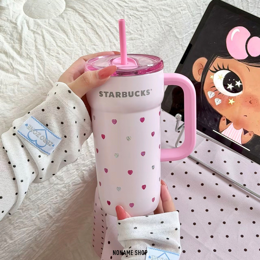 STARBUCKS 星動告白系列 愛心印花 不鏽鋼 吸管 冰壩杯 禮盒裝 670ML