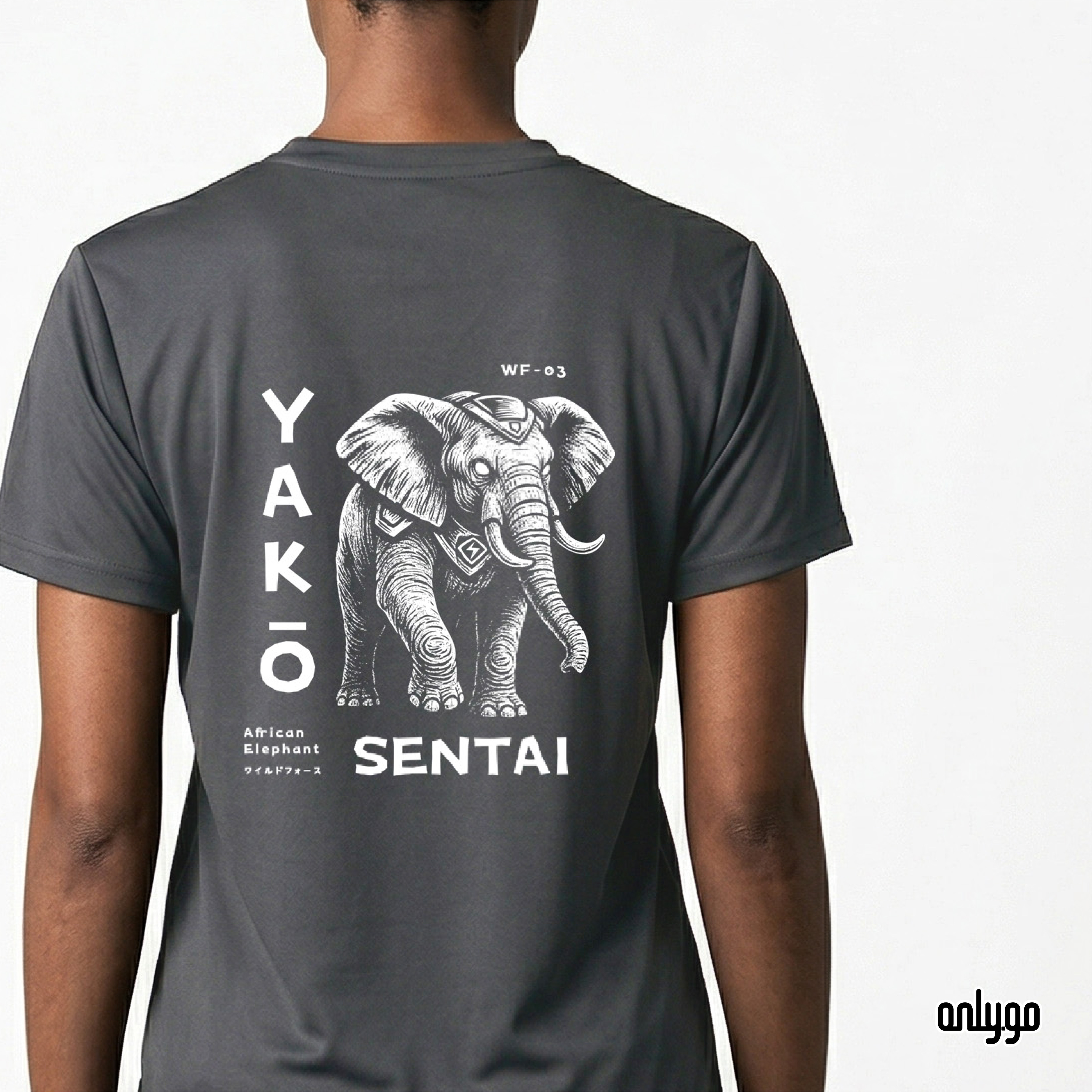 YAKŌ SENTAI｜動物夜光戰隊 UVカット・快適吸汗速乾Tシャツ ― アフリカゾウモデル
