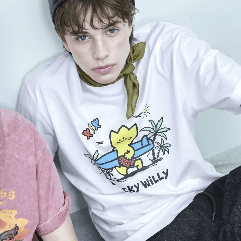 TOP 6熱賣✨入code 3件再減-$100⚡️  Wacky WiLLy｜Vacation Graphic Short-Sleeve T-Shirt [3 colors] WW301