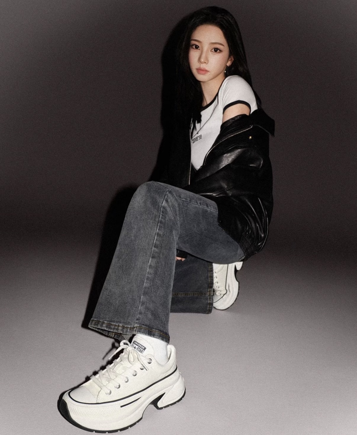 <卡寶同款✨>CONVERSE RUN STAR CRUSH 小鯊魚 厚底鞋 增高 Karina代言同款 白色