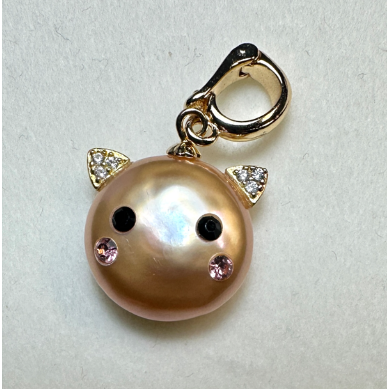 HKAG0821-005 異形珍珠貓貓吊咀 (合金鍍金) (S SIZE / 13-15MM) (A5)