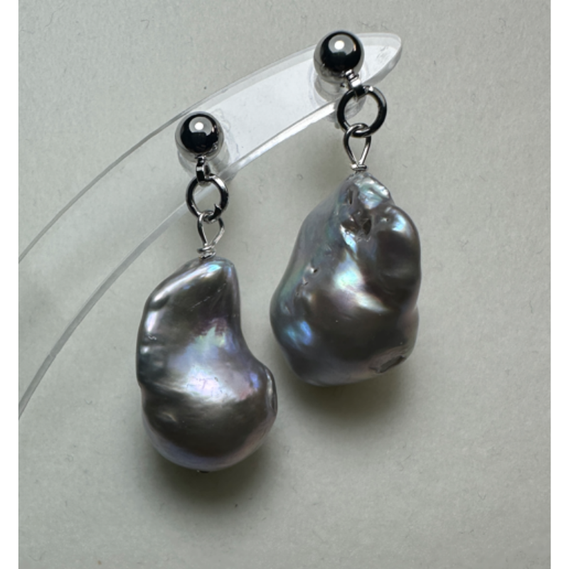 HKAG0821-021 巴洛克耳環 [一對] (S925鍍銀) (M SIZE / 12-18MM) (A21)