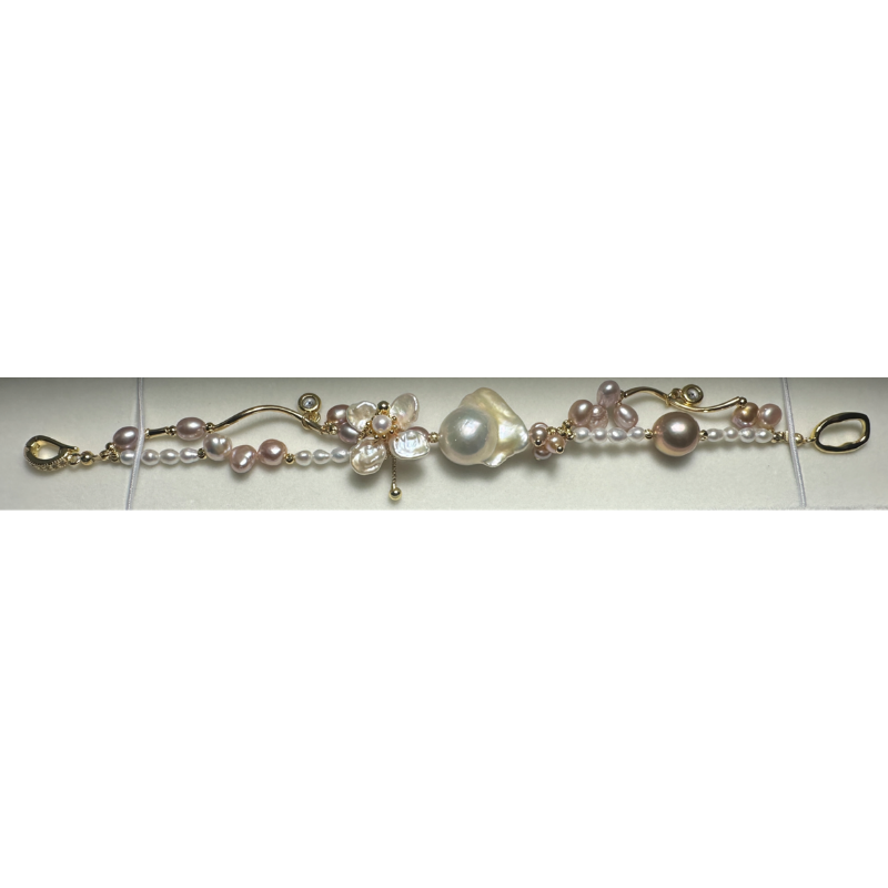 HKAG0821-036 巴洛克小米珠3MM+設計款手鏈 [16CM手圍] (合金鍍金) (M SIZE / 12-18MM) (A36)