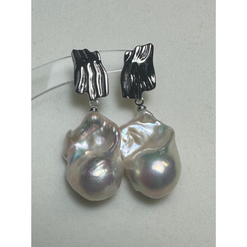 HKAG0821-026 巴洛克耳環 [一對] (合金鍍銀) (L SIZE / 13-25MM) (A26)