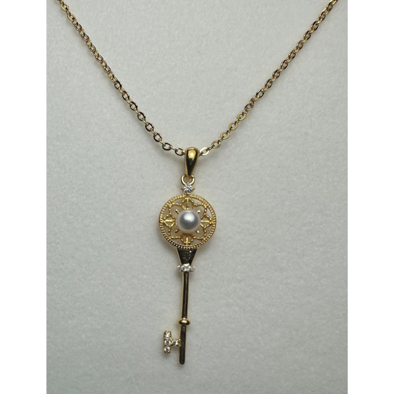 HKAG0821-044 日本AKOYA 海水真多麻 珍珠頸鏈 (銅配鍍S925金/金色) (4.0MM+) (A44)
