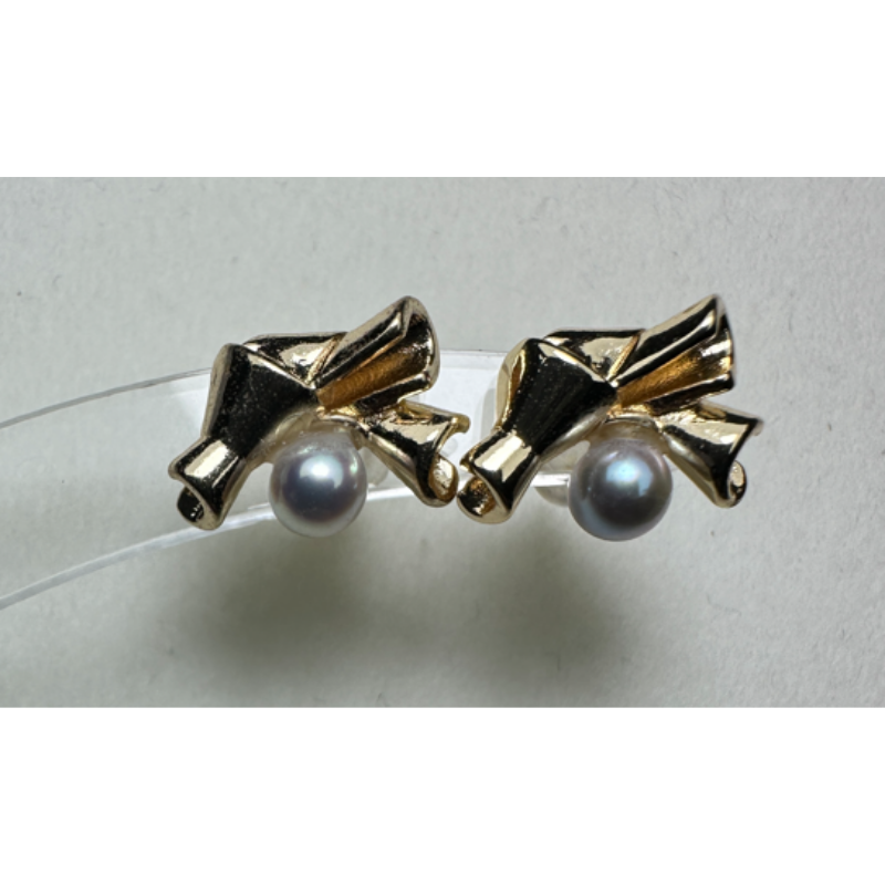 HKAG0821-068 日本AKOYA 真多麻 禮物結 海水珍珠頸鏈 (鍍彩金/金色) (4MM UP) (A68)