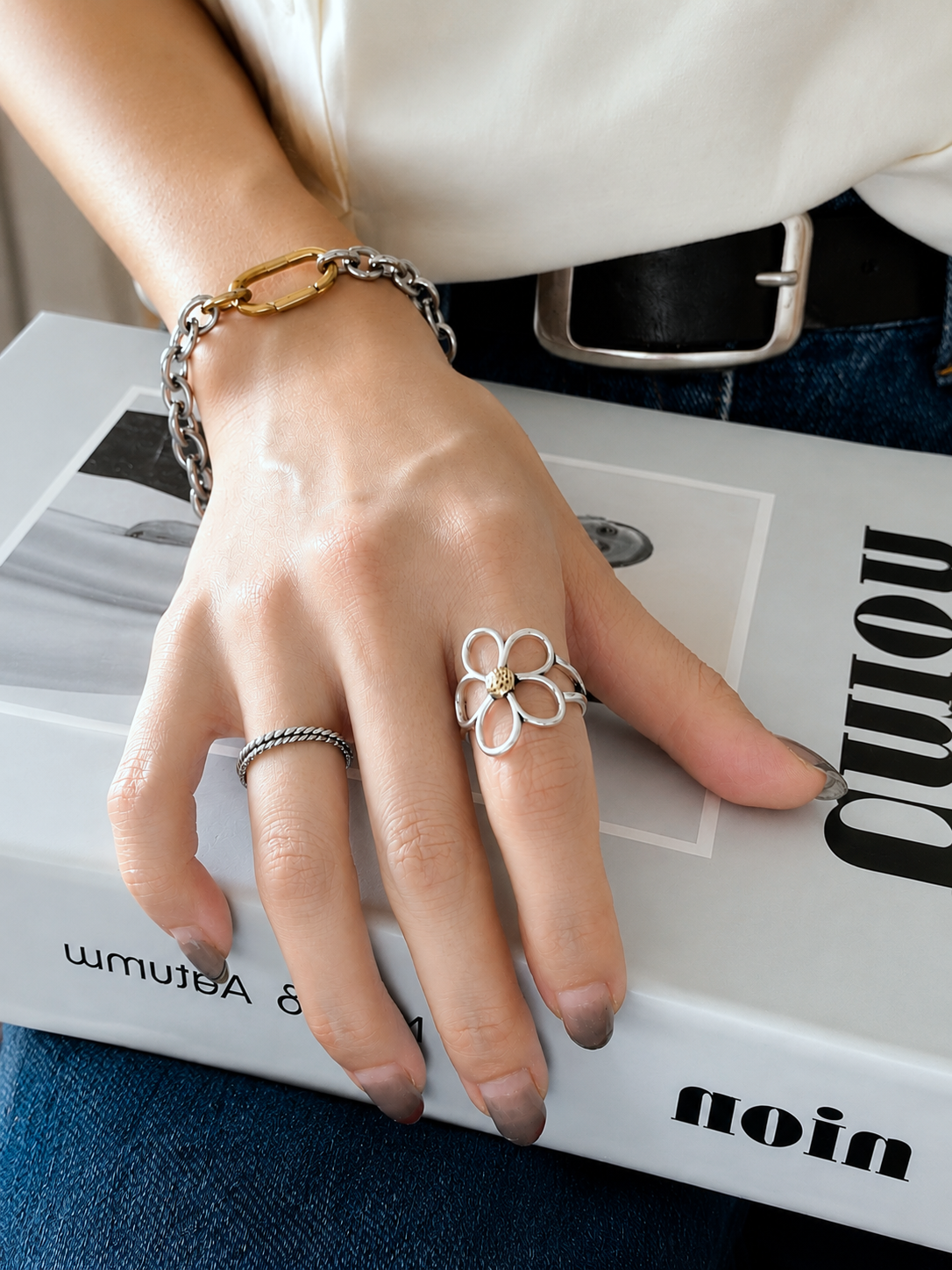 bicolor rock chain bracelet
