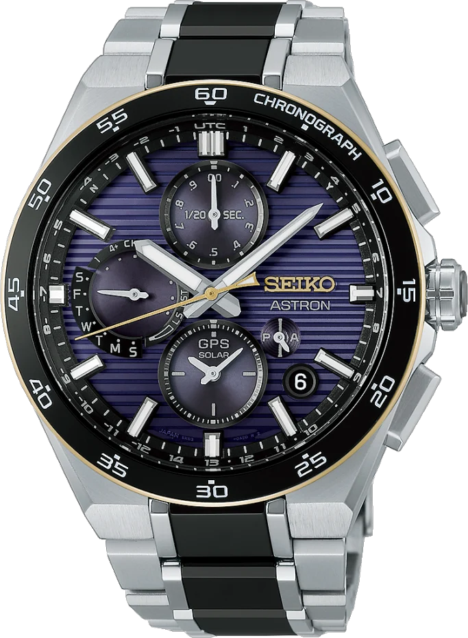萬年鐘錶 - SEIKO ASTRON GPS  145 週年紀念漸層紫色面盤鈦金屬太陽能衛星對時男錶 HAB011J1 / 5X83-0AA0P 錶徑43.3MM