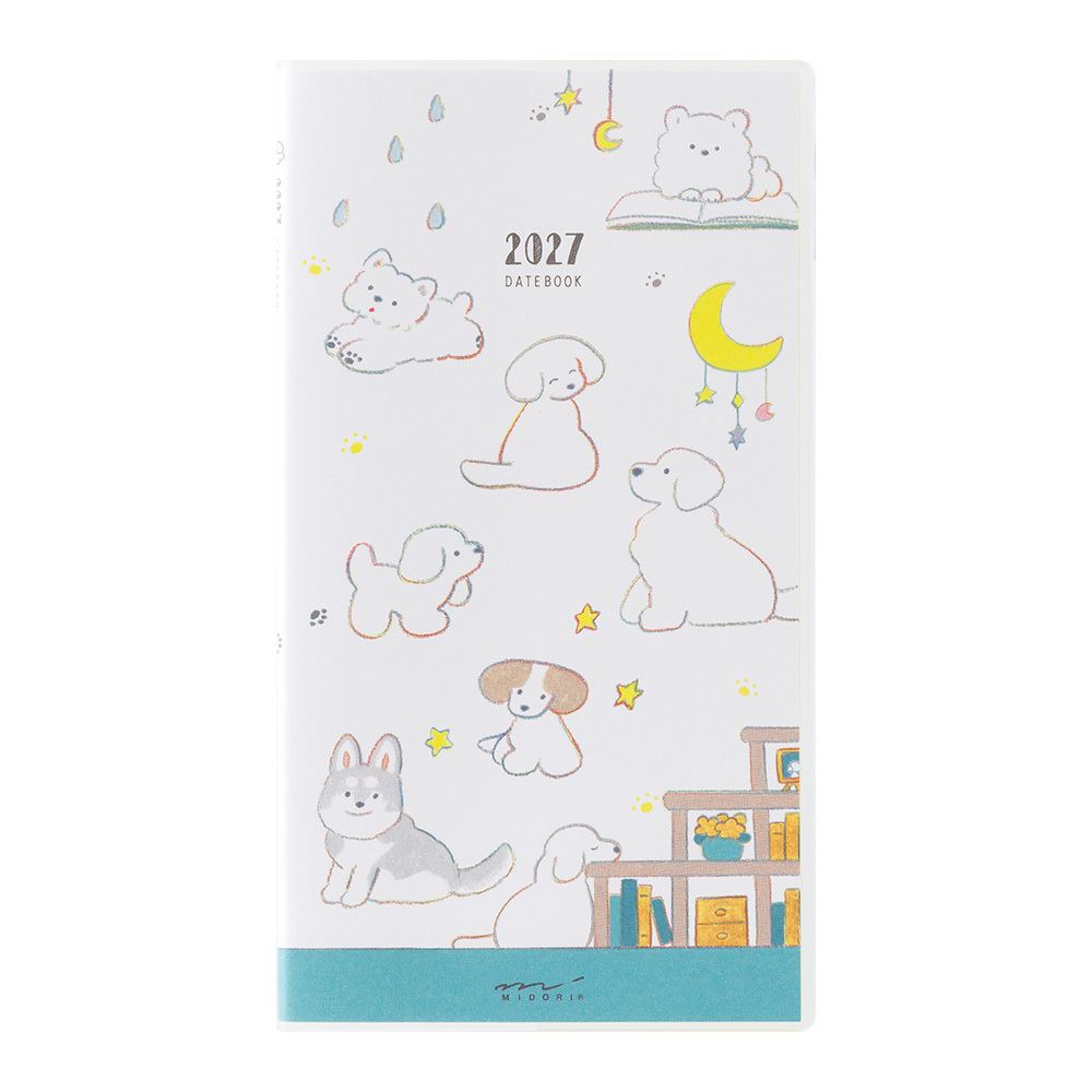 2027 POCKET DIARY 小狗 長型 月間｜MIDORI 日本