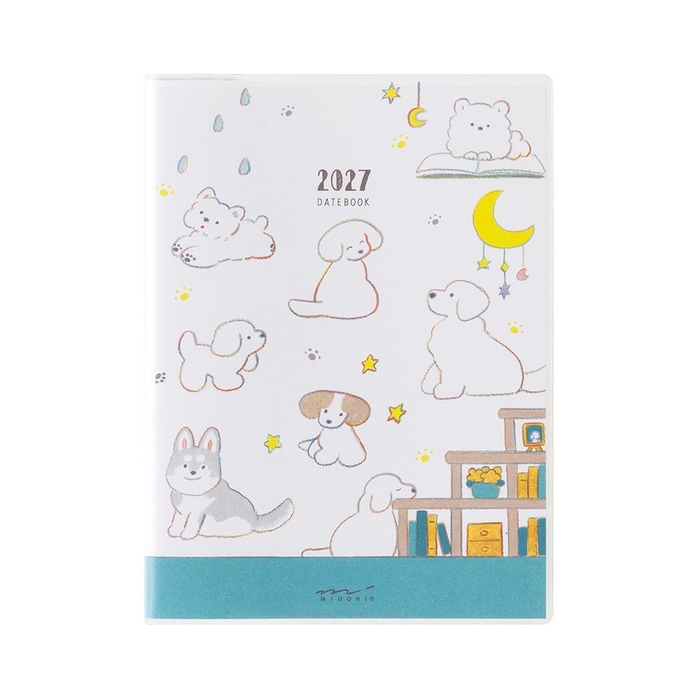 2027 POCKET DIARY 小狗 月雙週 A6｜MIDORI 日本