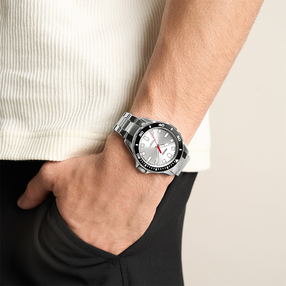 Dalton 經典潛水風放射銀面手錶 銀色不鏽鋼錶帶 42 MM BQM7145