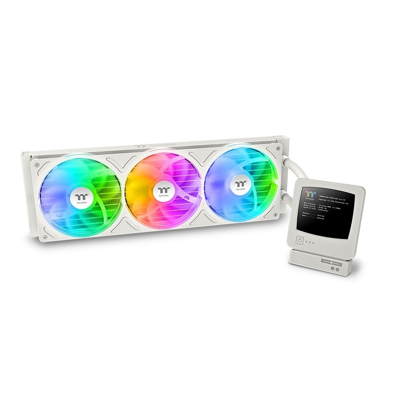 Thermaltake 曜越 Retro 360 Ultra ARGB 一體式水冷散熱器 (3.6吋復古液晶顯示、連框風扇) 白色/CL-W510-PL12SW-A