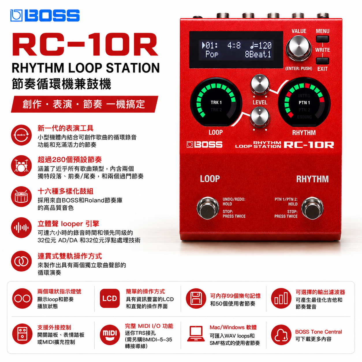 BOSS RC-10R RHYTHM LOOP STATION 節奏循環機兼鼓機