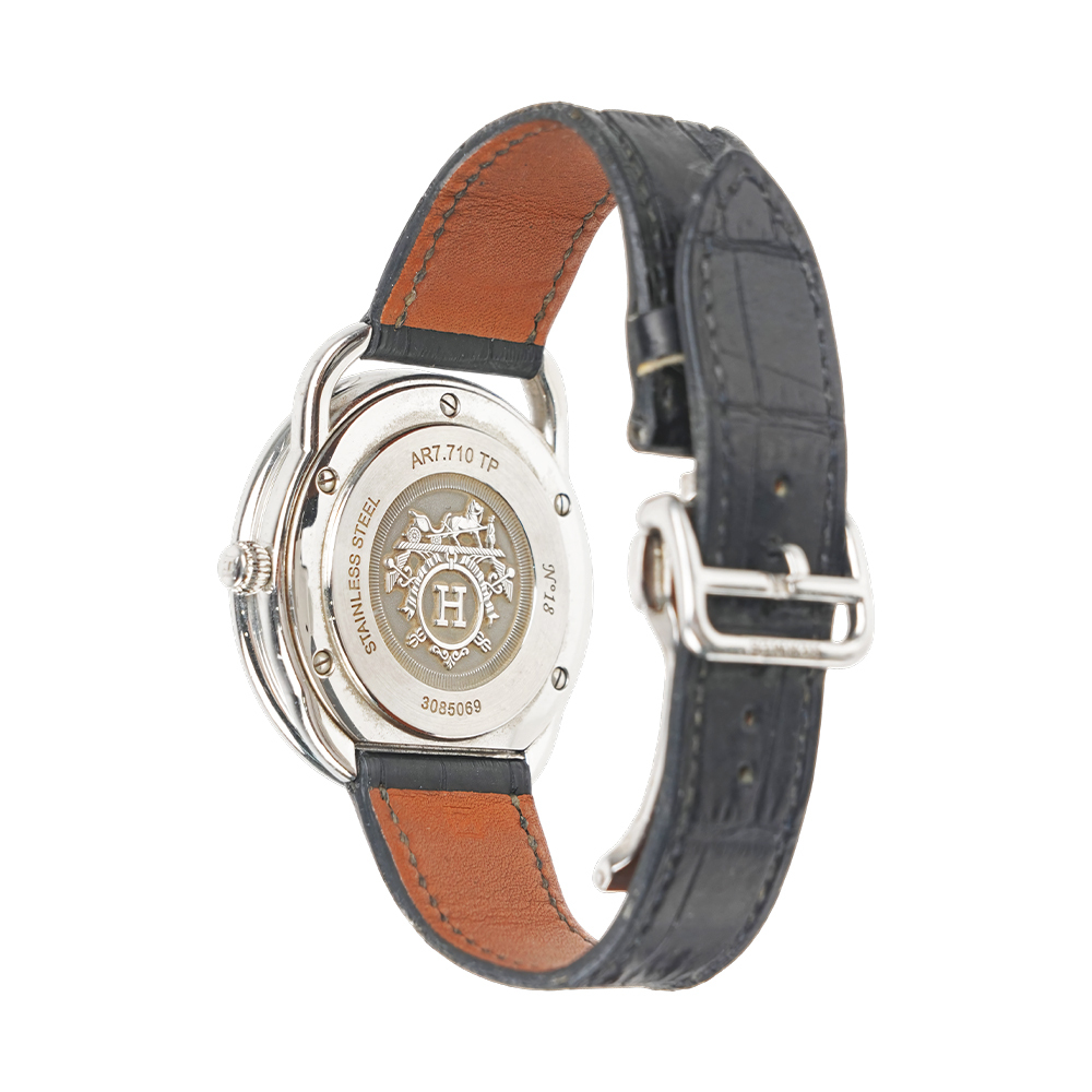 【Hermès】Arceau 黑色鱷魚皮錶帶40mm手錶(深海藍)