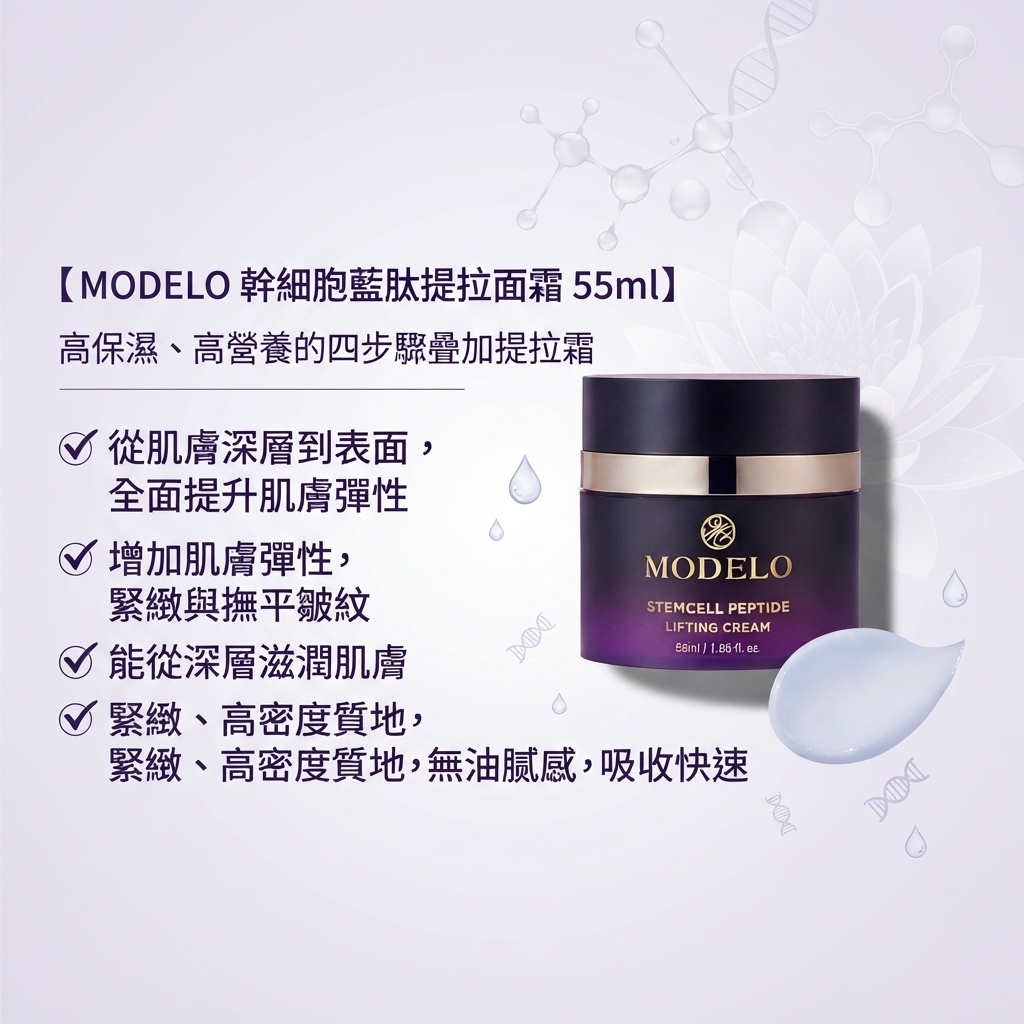 預訂9月上旬到【MODELO 幹細胞藍肽提拉面霜 55ml】