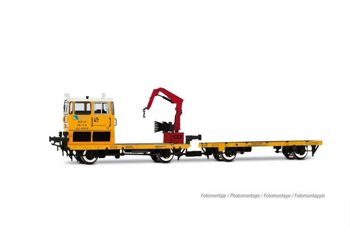 Electrotren HE2010S HO scale RENFE, KLV 53 railcar, yellow "Infrastructure Maintenance" livery, Ep. V, with sound decoder