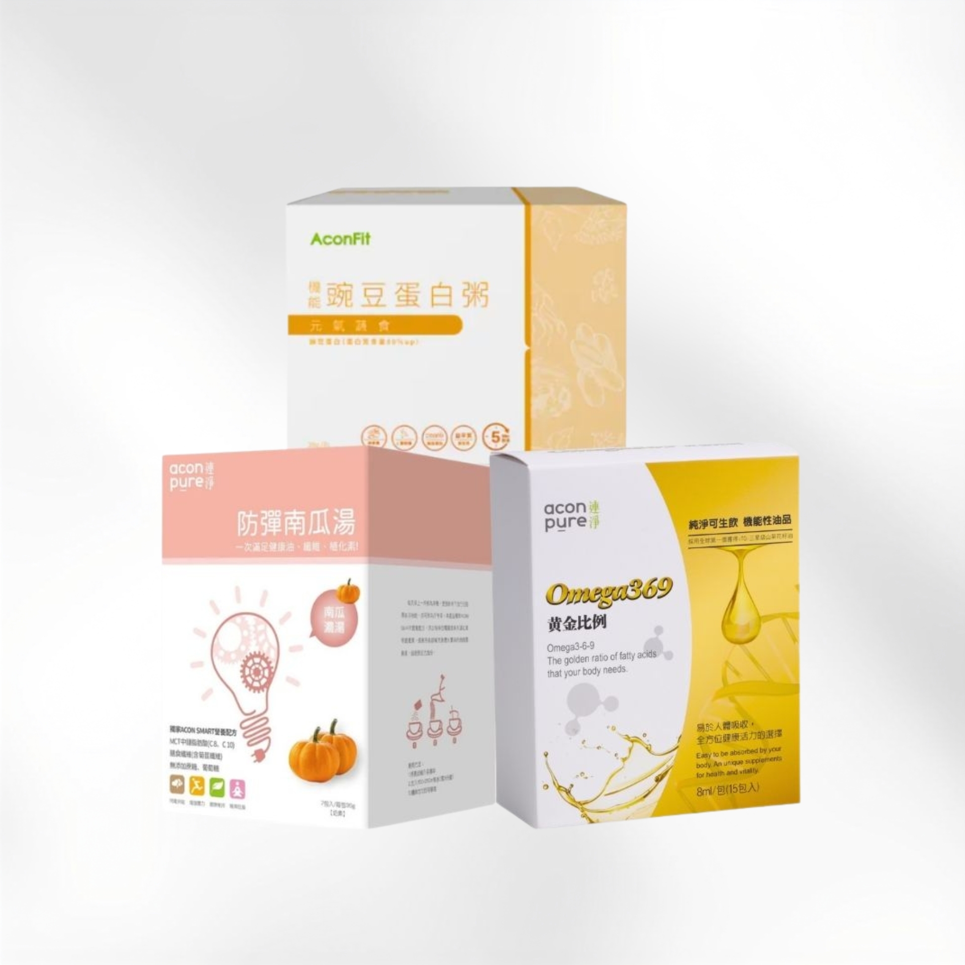 五膳後延續方案 (防彈南瓜湯1盒、Omega369油包1盒、豌豆蛋白粥－元氣蔬食1盒)