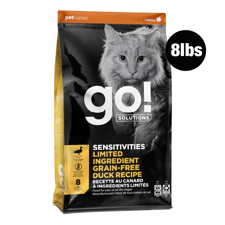 Go! Solutions 低敏系列-單⼀肉源無殼物鴨肉貓糧配8lbs