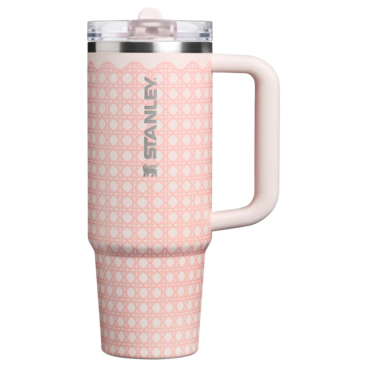 THE QUENCHER PROTOUR FLIPSTRAW ROSE QUARTZ RATTAN 30OZ 40OZ